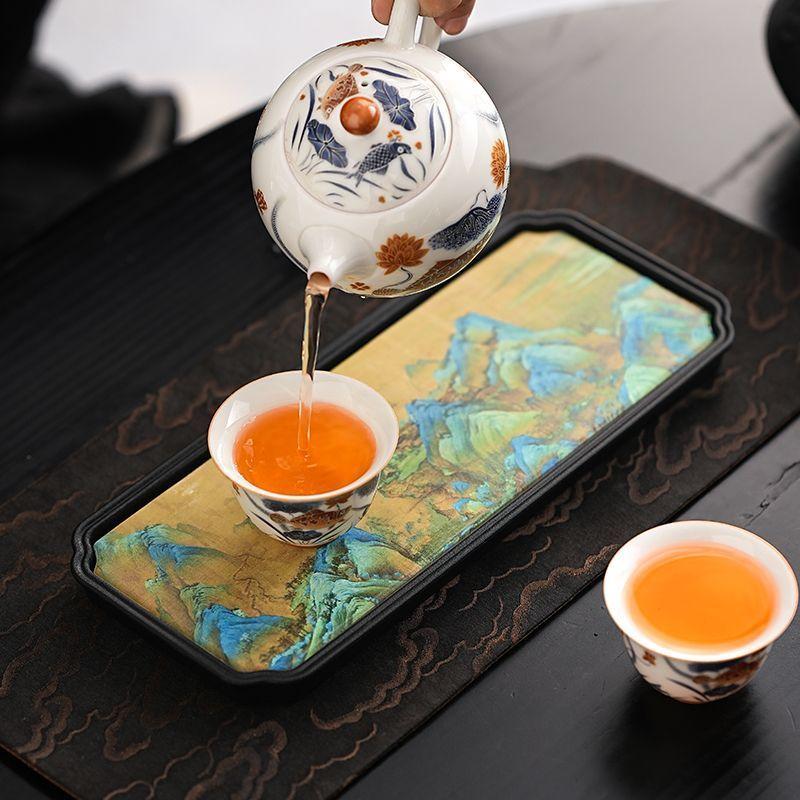 Creative Kung Fu tea set Absorbent tea tray Household dry brewing plastic ceramic quick drying tea tray Small