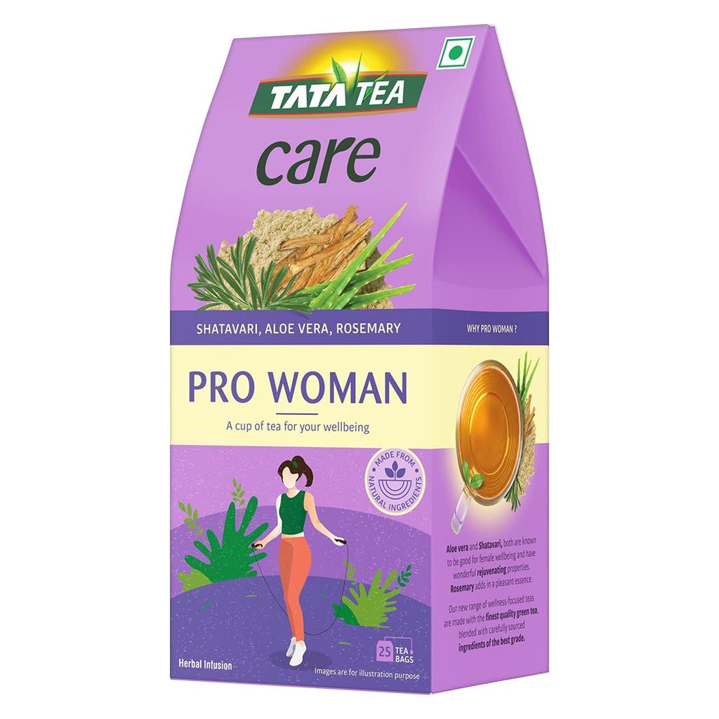 Grønn te for kvinnehelse med Shatavari, Aloe vera og Rosmarin (25 stk), Pro Woman Urtete Grønn Te, Tata Tea