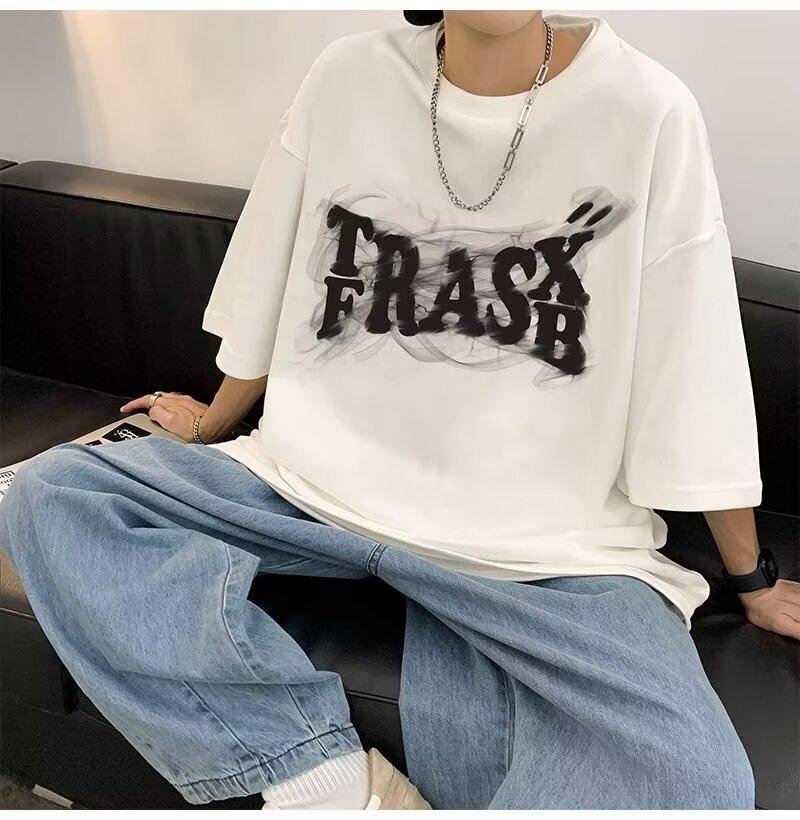 Men's Summer Trendy American-European Loose Fit Graphic T-Shirt, Plus Size Available