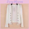 Cardigan estivo da donna in maglia di seta con bordi a balze e chiusura a bottoni per abbigliamento casual