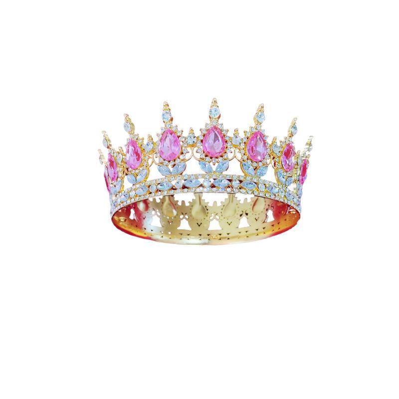New Baroque Bride's Crown Headwear Beauty Queen's Performance Crown Luxurious Lady's Full Round Crown