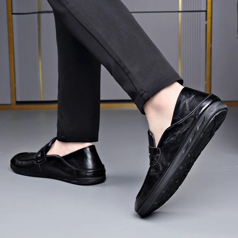 Men Loafers Casual Shoes Genuine Leather Men's Walking Shoes New Handmade Moccasins Shoes Soft Soled Slip-on Leather Dress Shoes