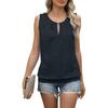 Women's Solid Color Zipper Lapel Loose Vest Casual Top T-shirt