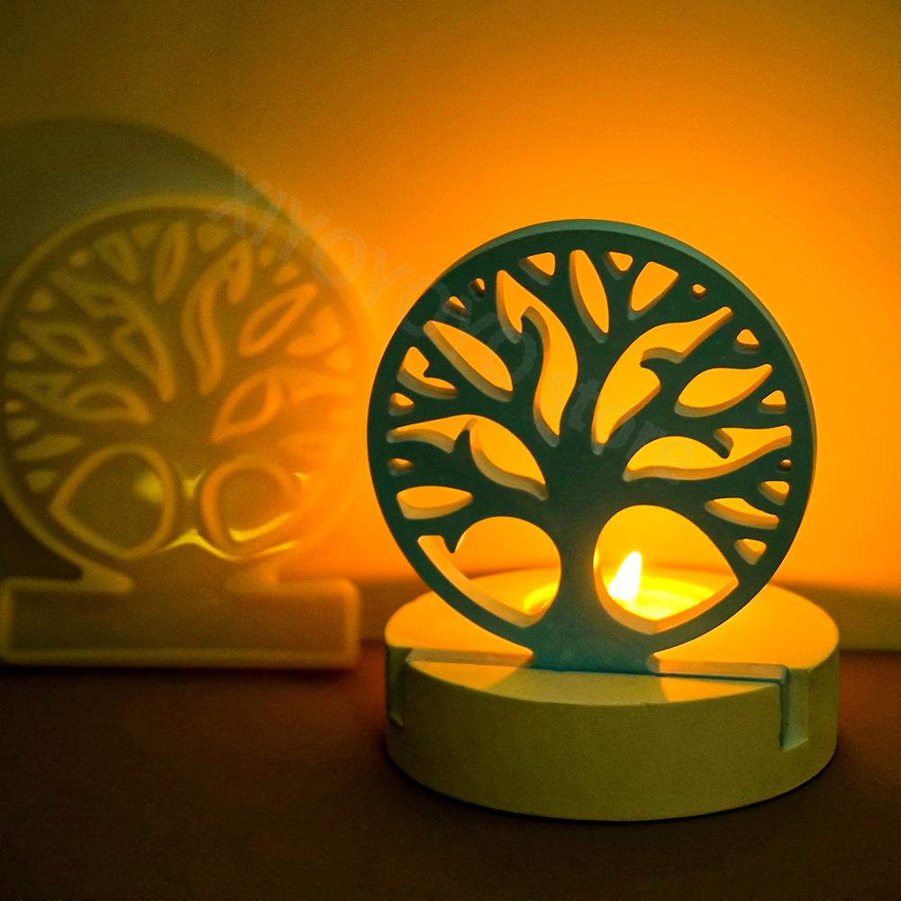 Tree Of Life Candlestick Silicone Mold DIY Concrete Cement Candle Holder Mould Resin Plaster Candle Stand Craft Molds Home Decor