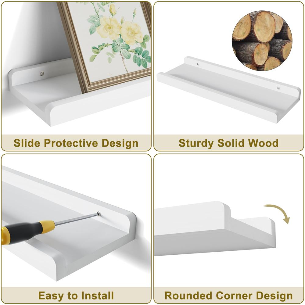 Set di 2 Mensole Moderne Fluttuanti da Parete Mensole per Libri per Cameretta in Legno Rustico Mensola Cornice per Foto per Soggiorno Cucina