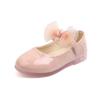Kids Black Performance Shoes Solid Color Versatile 2024 New Girls Princess Shoes with Mesh Bow Children Leather Shoes Glossy