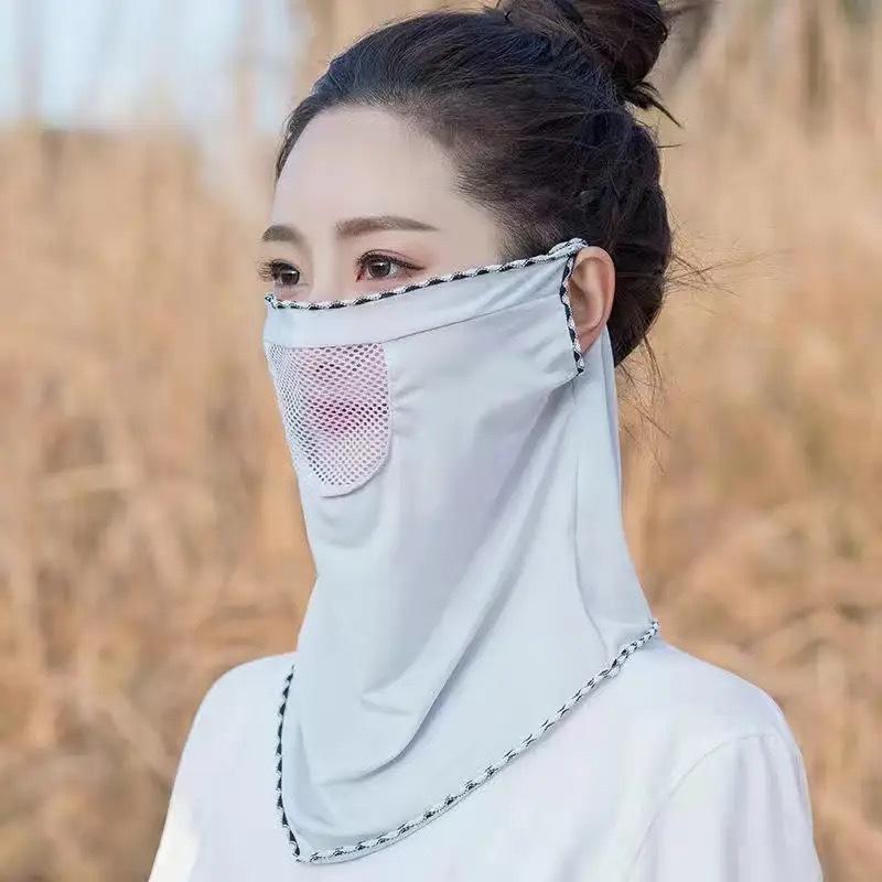 Ice Silk Mask Summer Breathable Mesh Cycling UV Protection Bandana Mask Moister Wicking Outdoor Neck Gaiter Women Face Cover