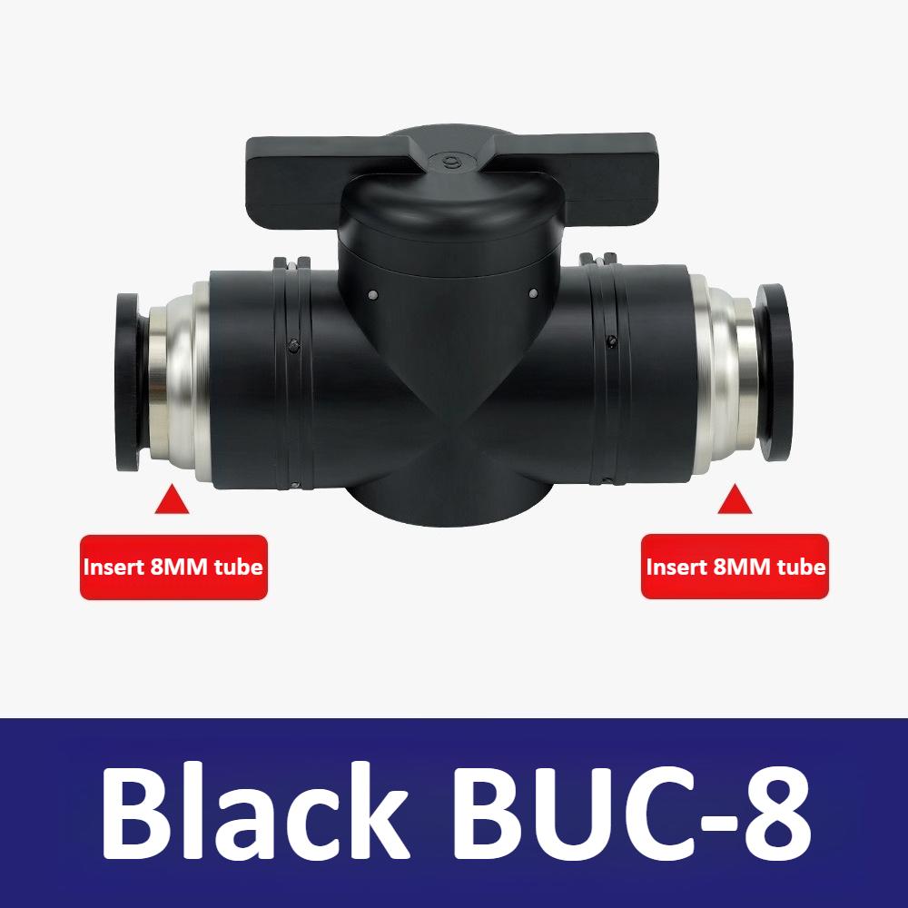 Black and White BUC-4mm/6mm/8mm/10mm/12mm Pneumatic Switch Quick Insertion PU Flow Limiting Ball Air Pipe Joint Manual Valve