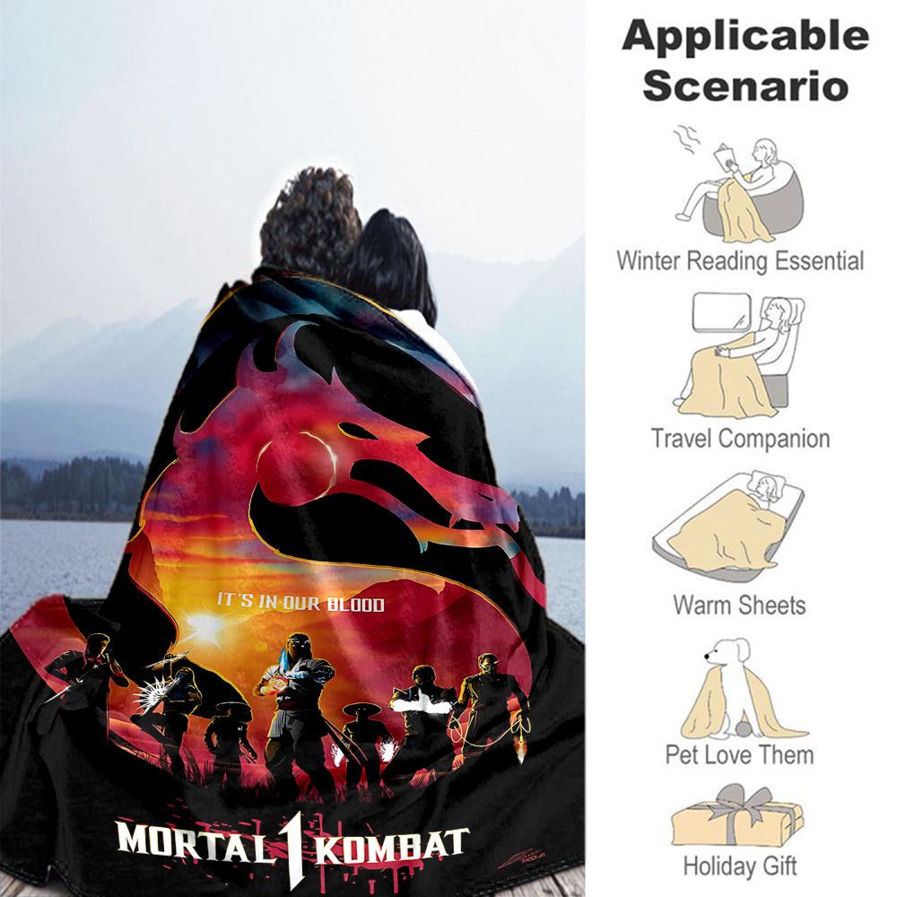 1PC Mortal Kombat Warriors Outdoor Blanket Lightweight Flannel, Soft & Warm, All-Season Use for Sofa, Outdoor007