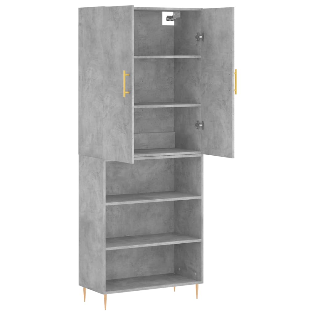 Highboard Concrete Grey 69.5x34x180 cm Engineered Wood