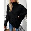 Women S Turtleneck Batwing Sleeve Geometric Pattern Knit Pullover Sweater