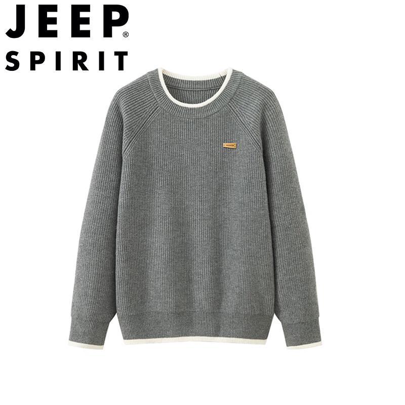 JEEP SPIRIT Men's Retro Colorblock Faux Two-Piece Knit Sweater