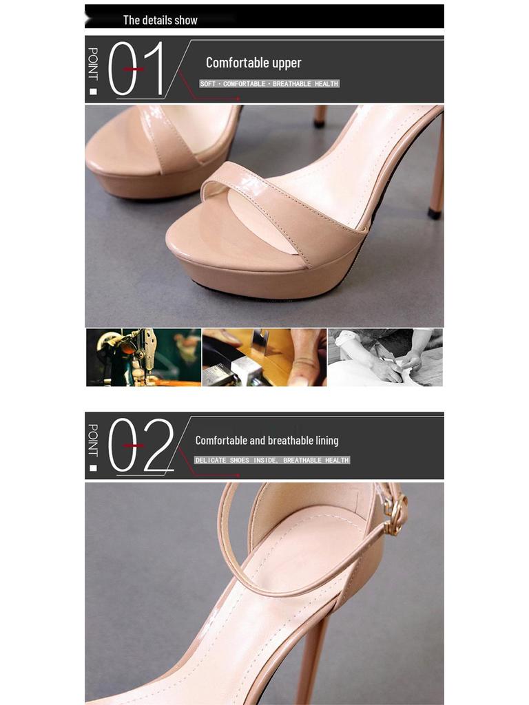 2024 Women's Stiletto Heel Fashion Sandals, Open Toe, 12CM Super High Heel