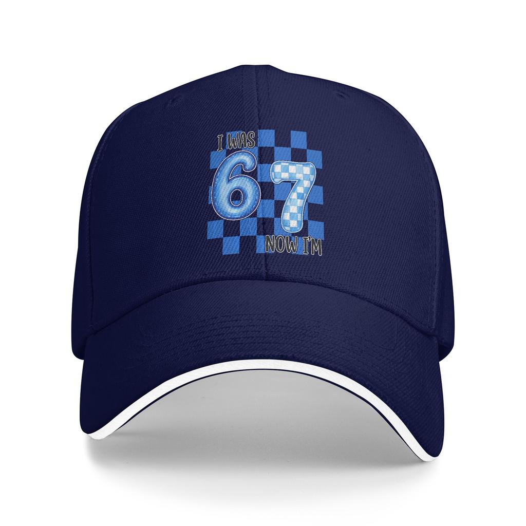 Blue Checkered I was 6 Now Im 7 Funny 67 Birthday Baseball Cap Casual Men Trucker Hat Sun Visor Design Outdoor Baseball Caps