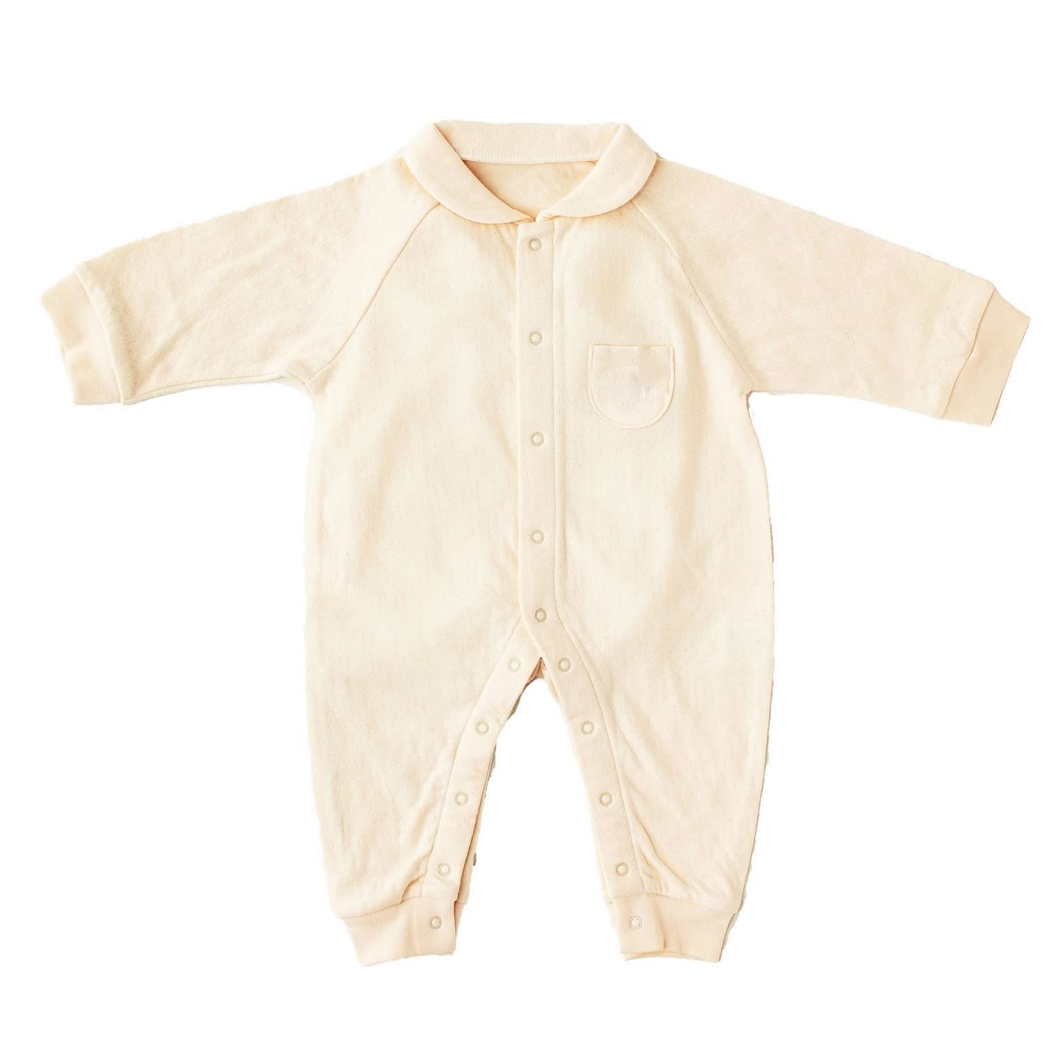 

ромпер с воротником и передней органической застежкой для малыша, из двойного марлевого трикотажа, одежда для младенца, [Pure Organic] с длинными рукавами, 100% хлопок, одежда, слоновая кость