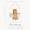 Square Clear Acrylic Wall Plaque Cat Art 20x20cm Smooth Edge Hanging Sign Home Decoration