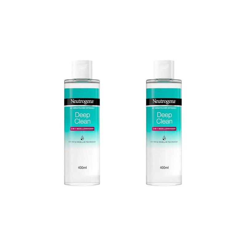 Neutrogena Deep Clean 3-in-1 Micellar Water 400ml 2 Packs, 2 pcs