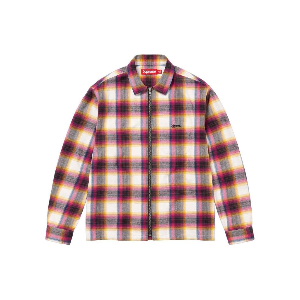 Supreme Shadow Plaid Flannel Zip Up Shirt 'Pink Black White' Men's SUP-SS24-058