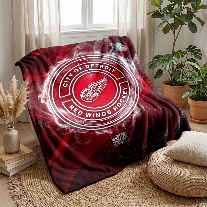 Detroit Red Wings Flannel Fleece Blanket Cozy Warm Throw Blanket For Couch Bed Travel All Season Use