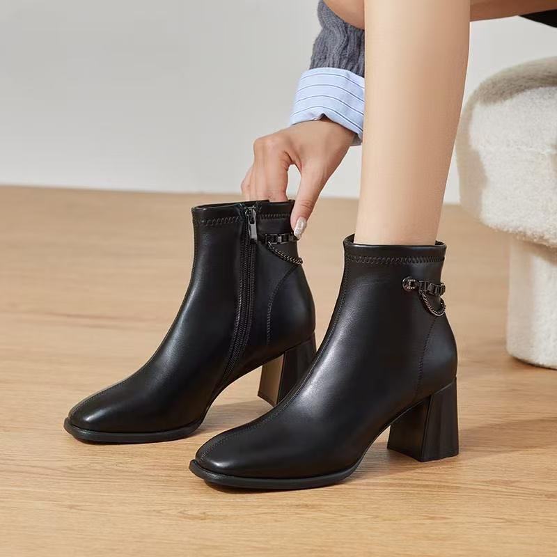 

Осень и зима новые модные бархатные ботильоны на толстом каблуке с боковой молнией, универсальные кожаные ботинки, женственные ботильоны 40