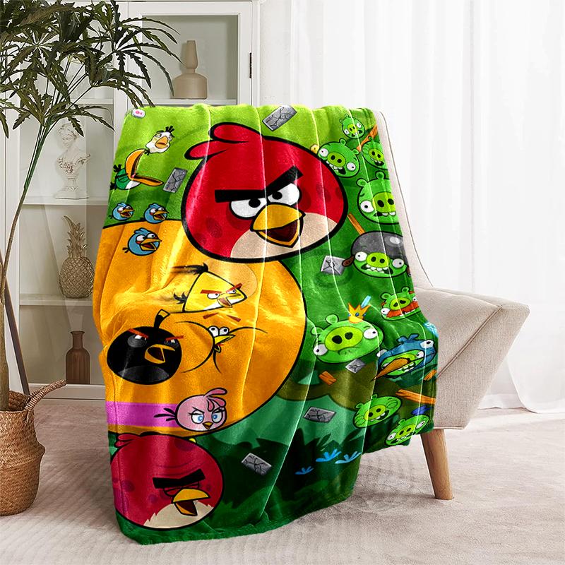 1pc Blanket angry Birds Print Design, Lightweight Blanket for Sofa, Bed- Soft &Warm, Gift for All Seasons like Christmas, Halloween