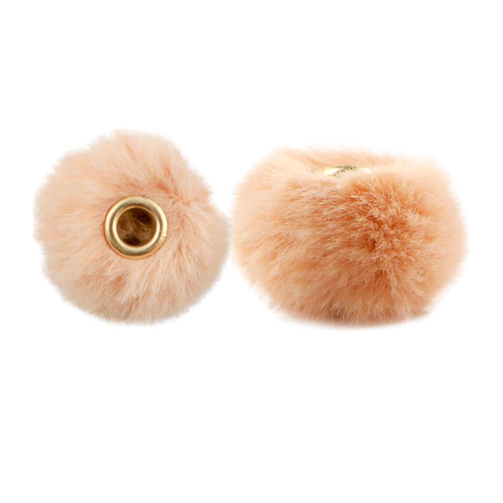 

20Pcs/lot 20MM Pompom Beads Plush Fur Covered Ball Bead Charms Straight Hole Big Hole Spacer Beads For Handmade Jewelry Access бежевый