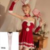Christmas Dress Girl Costume Rabbit Set Winter Off Shoulder Dress Sexy Lady Cosplay Costume New Year Maid Role Play Uniform