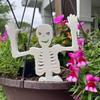 1 Set Skeleton Garden Stakes Halloween White Skeleton Decorations Spooky Planter Insert Skeleton Stakes for Flower Pot Indoor Pathway Lawn