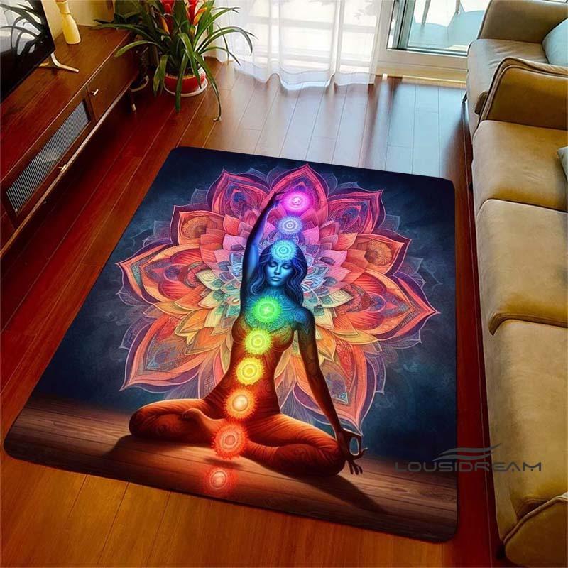 3D Rainbow 7 Chakra Rug, Bedroom Rug for Living Room, Home Sofa Decor, Kids Play Mat, Large Decor Rug, Yoga Meditation001