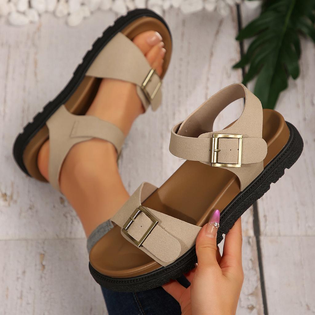 Fashion Women Shoes 2025 Women Fashion Peep Toe Casual Platform Sandals Summer Solid Comfortable Flat Sandals Big Size Shoes for Women