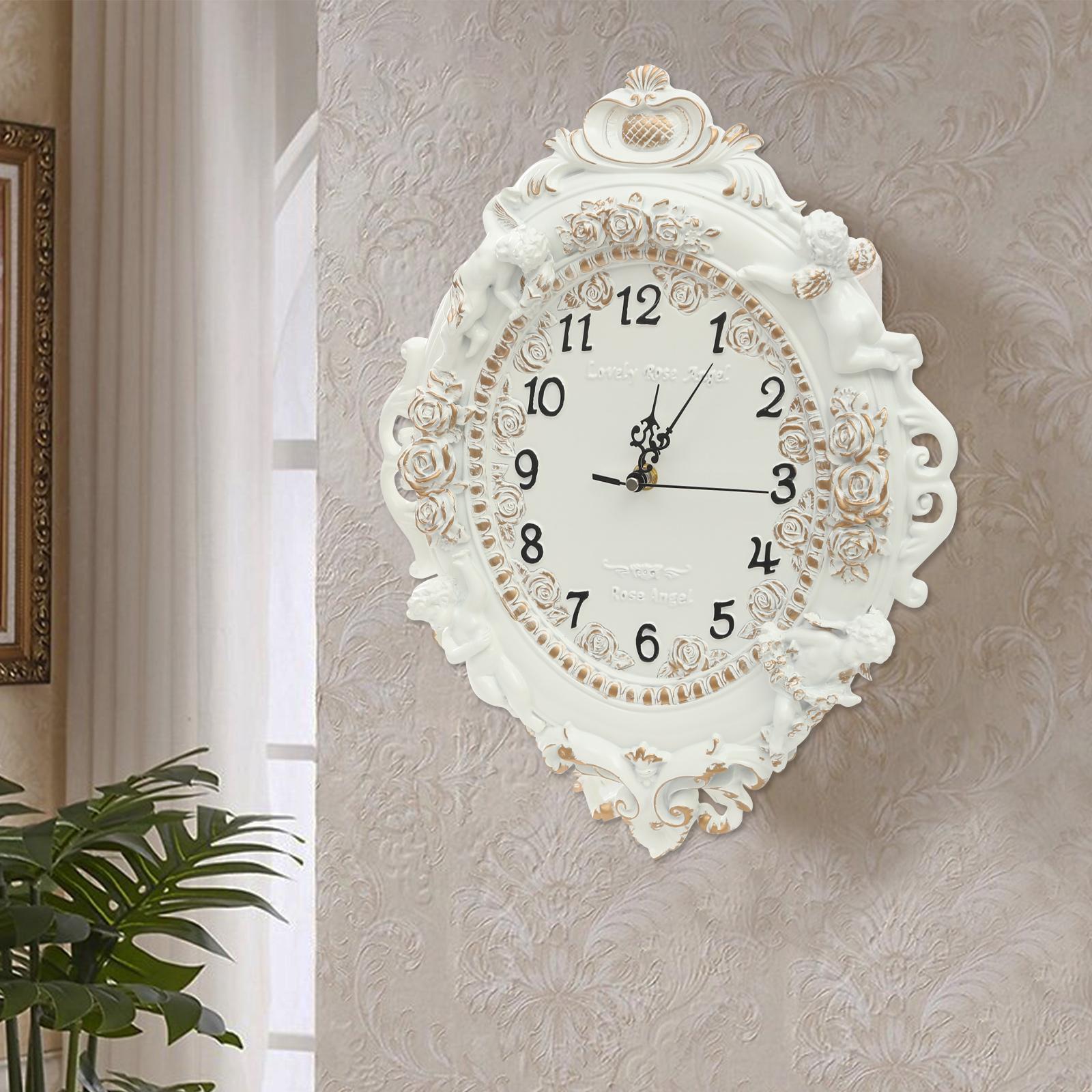Овальные настенные часы для декора гостиной, винтажные настенные часы из смолы, настольные или настенные в европейском стиле, аналоговые римские цифры