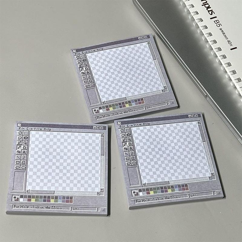 5Pcs Unique Daily Planning Square Sticky Notes Pad Creative Retro Sticky Notes Computer Drawing Board Square Sticky Notepad
