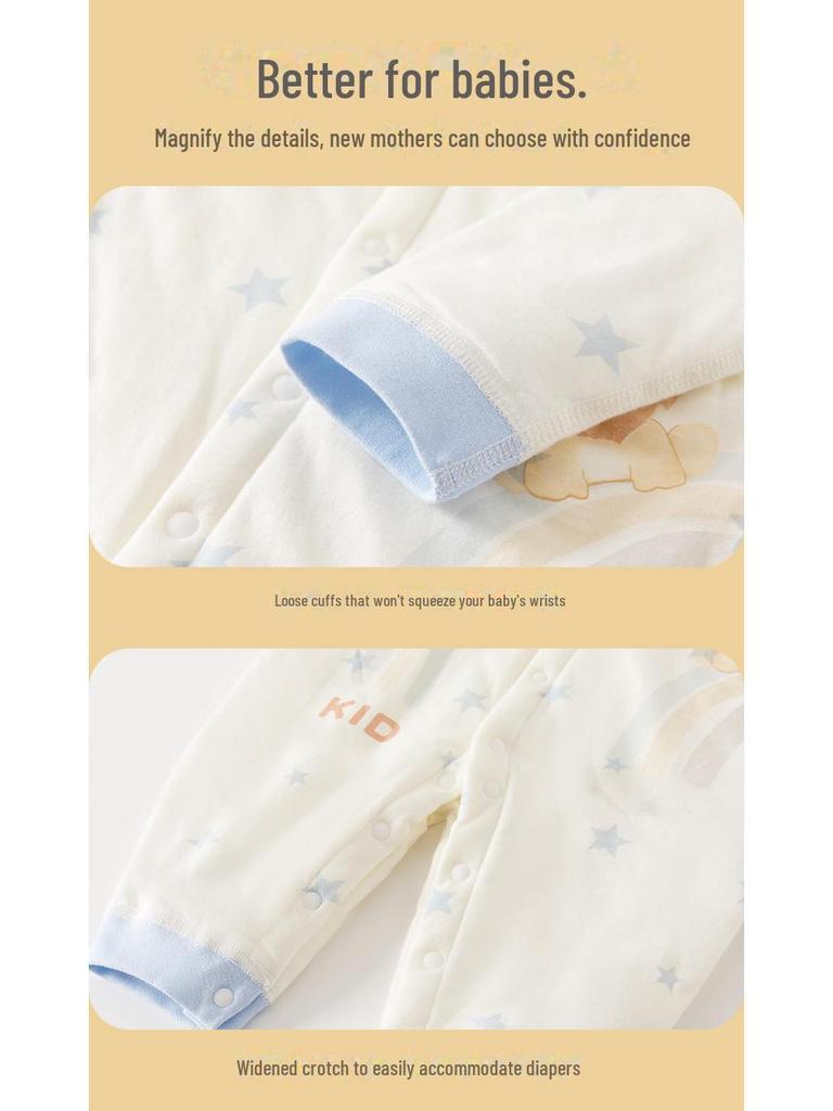 Newborn Quilted Cotton Jumpsuit: Spring/Autumn Padded Pajamas & Crawling Outfit