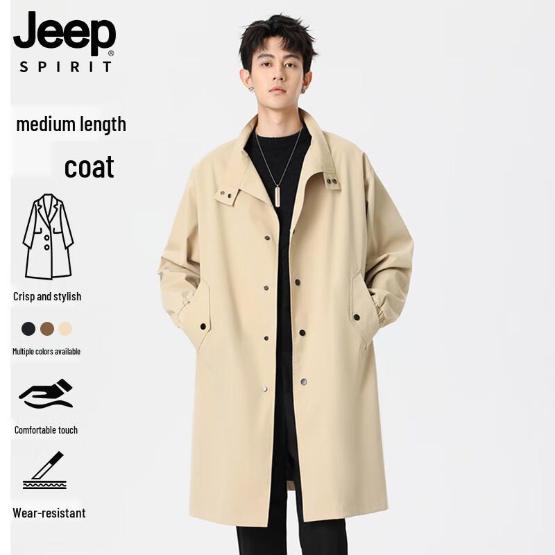 Мужской осенне-зимний клетчатый тренч средней длины JEEP SPIRIT 3XL