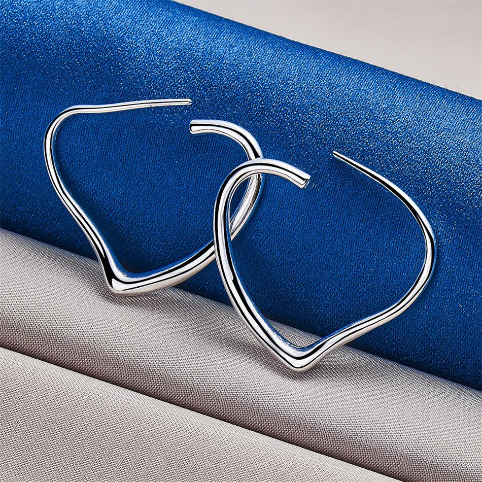 Elegant 925 Sterling Silver 30mm Exquisite Heart-Shaped Earrings for Women, Fashionable Wedding Gift Jewelry