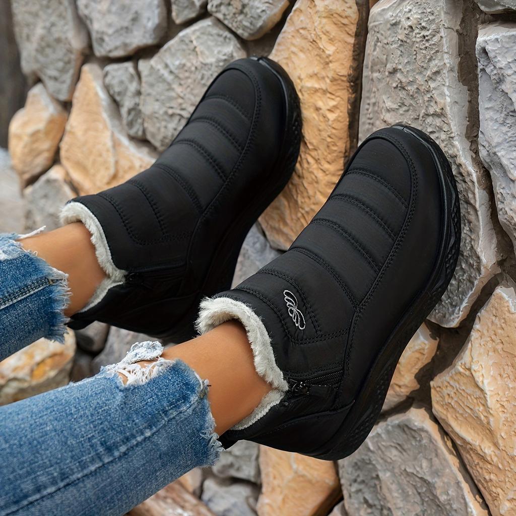 Ladies' Snow Boots, Stylish and Versatile Plush Lining, Lightweight Round Toe Design, Durable and Comfortable, Warm Ankle Boots and Snow Boots
