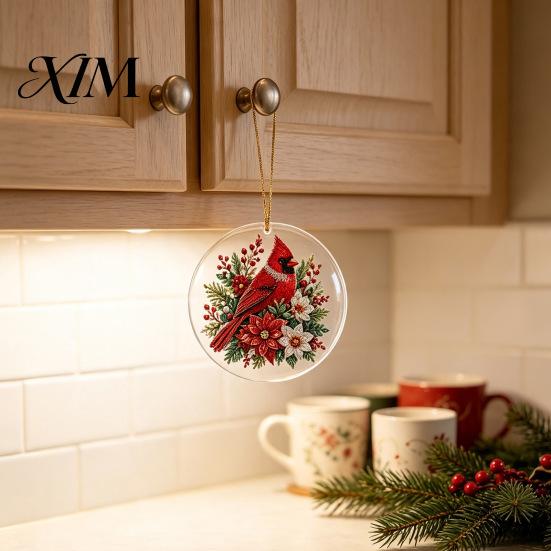 Acrylic Holiday Hanging Ornaments Christmas Ornament, Double Side Printed Santa Pendant for Tree Window, Indoor Outdoor 2D Flat Festive Decor