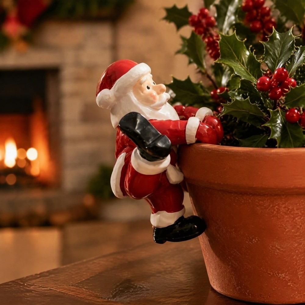 Cute Small Climbing Figurines Santa Claus Christmas Hanging Ornaments for Patio, Lawn