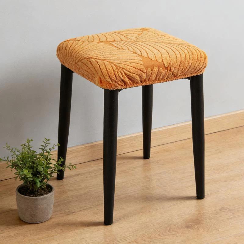 1Pc Leaves Jacquard Bar Stool Cover Elastic Square Seat Slipcover Washable Anti-Dirt Dining Chair Case For Hotel Home Decor