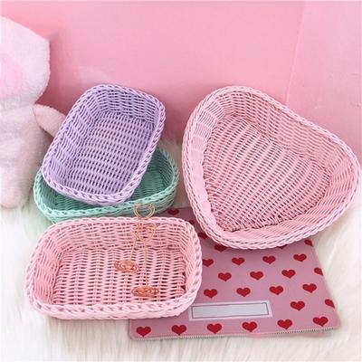 Plastic Imitation Rattan Basket Hand Woven Picnic Serving Basket New Wicker Basket Bread Serving