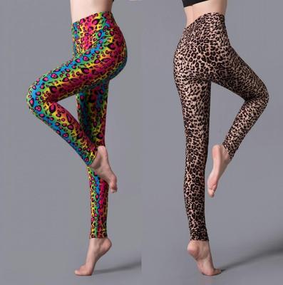 High Waist Leopard Print Yoga Leggings – Spring/Autumn High Elastic Skinny Pants with Wide Waistband