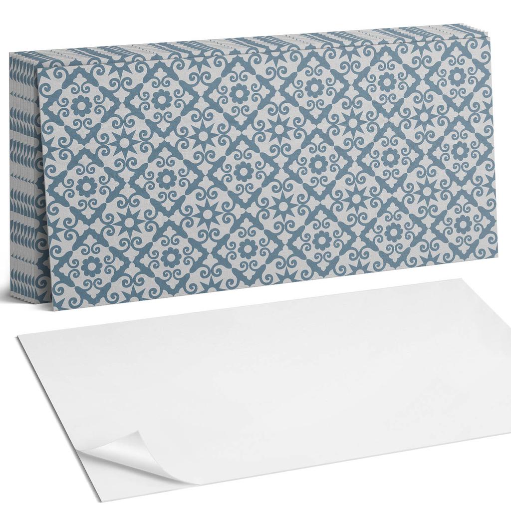 Kafelki Dekoracyjne Z Grafiką Przyklejane Wzór Z Ornamentami I Kwiatami 10X40X20 Cm