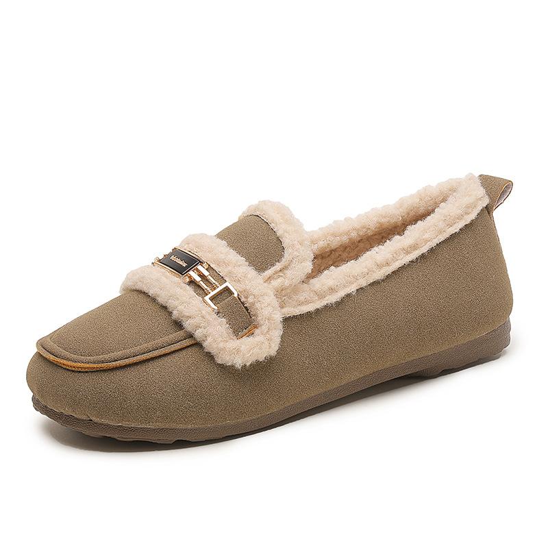 Pantofi Mao Mao Femei 2025 Nou Toamnă și Iarnă Lână Călduroși Confortabili Moi și Pantofi Loafer din Bumbac Un Pedală Leneși Pantofi Doudou