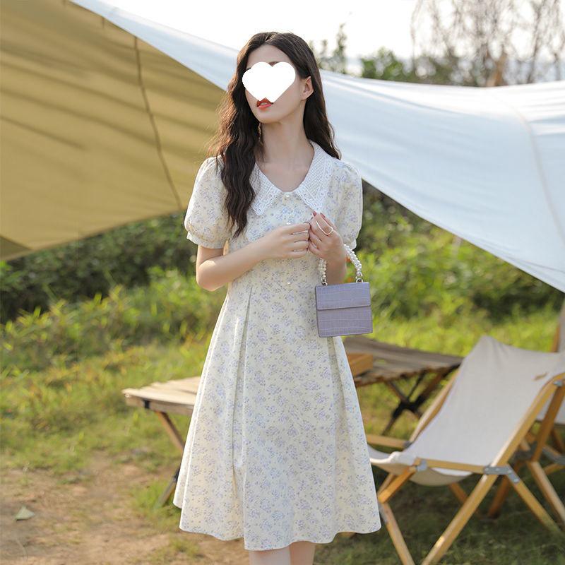 Women's Summer 2025 Petite Lace Floral Dress - Sweet, Gentle Style for Casual Fashion