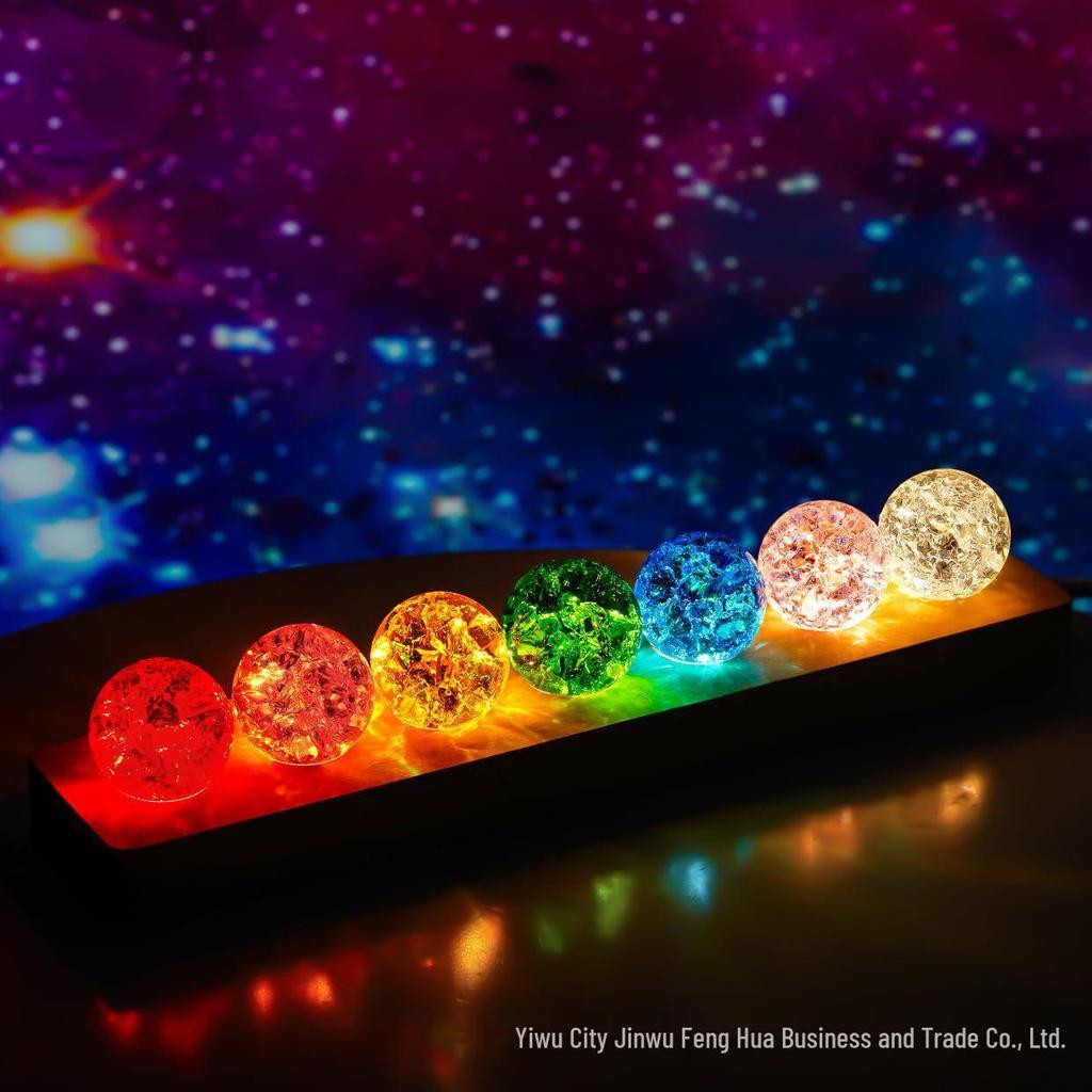 Seven-Color Crystal Glass Ice Crack Ball Fountain Decor