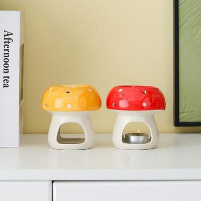 Roztomilý houbový svícen Kreslený kreativní hořák na svíčky a esenciální olej Netoxický protiskluzový keramický aromaterapeutický sporák