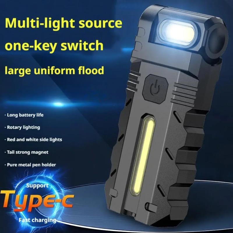 Magnetic LED Flashlight 180 Degree Rotating Head Mini Flashlight Waterproof Compact Magnet Work Light For Outdoor Emergency New