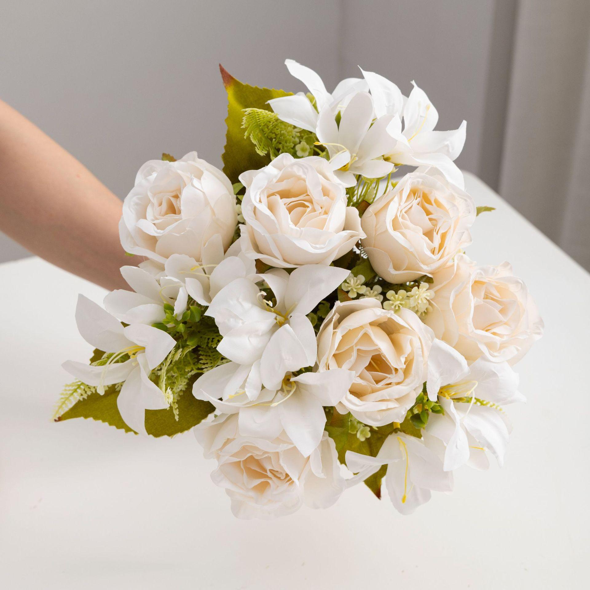 1PC Artificial lily and rose bouquet decoration, table centerpiece, living room decoration, home furnishing, party decoration.