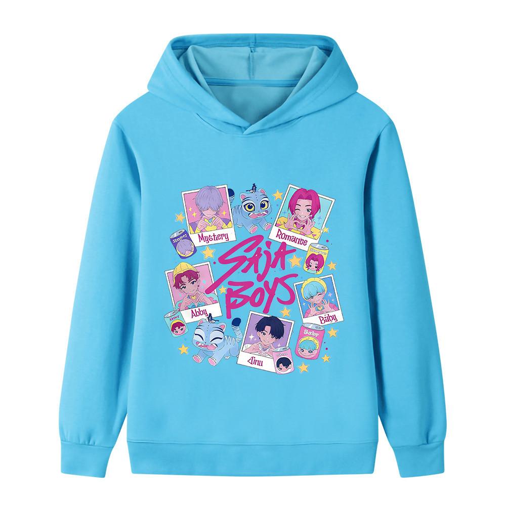 B1206 Kids Boys Girls Sajaboys Kpop Rumi Zoey Mira Print Long Sleeves Hoodie