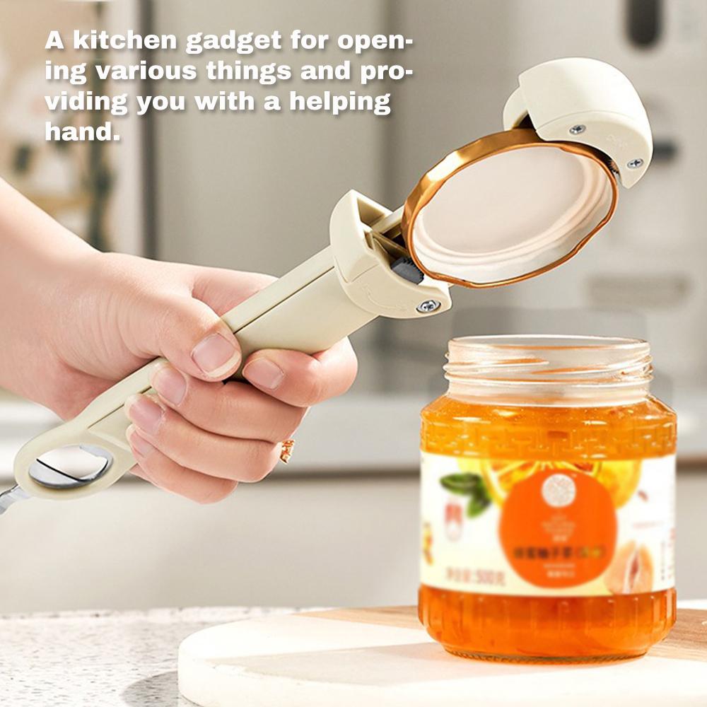 

Multifunctional Bottle Opener Retractable Can Opener with Magnetic Back Adjustable Jar Lid Gripper for Weak Hands красный